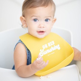 Bella Tunno Wonder Bib – Waterproof Silicone Bibs for Boys & Girls, Non-toxic & BPA Free Silicone Baby Bibs & Toddler Bibs with Adjustable Neck, Easy to Clean (Oh Hey Sunshine)