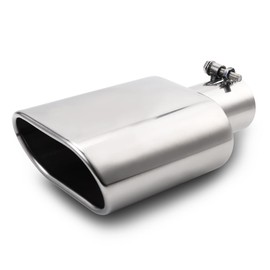 A-KARCK Rectangle Exhaust Tip 2.25" Inlet, Polished Square Exhaust Tailpipe Tip 3" x 5.5" Outlet 9.5" Long, Bolt on Design Easy Installation