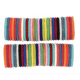 goldenlines Solid Random Mix of 12 Crochet Glass Seed Bead Bracelet Crochet Bracelet, Nepal Bracelet (1 dozen)