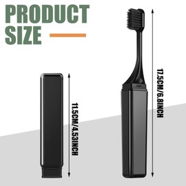 Patelai 2 Pieces Travel Toothbrush Set, Travel Size Toiletries, Soft Bristle Mini Foldable Tooth Brush with Case, Individually Wrapped Small Portable Toothbrush for Camping Home (Black and White)