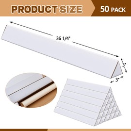50 Pcs Triangle Mailing Shipping Tubes 36.22" L x 3" w x 3" h Oyster White Corrugated Cardboard Box Poster Tube for Protecting, Shipping, Mailing and Storage of Artwork, Crafts, Long Art Holder