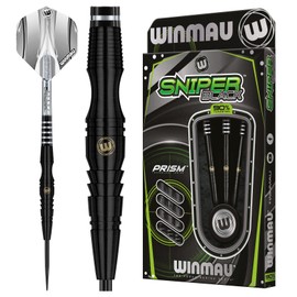 WINMAU Sniper Black 24 Gram Professional Tungsten Darts Set with Flights and Stems (Shafts)