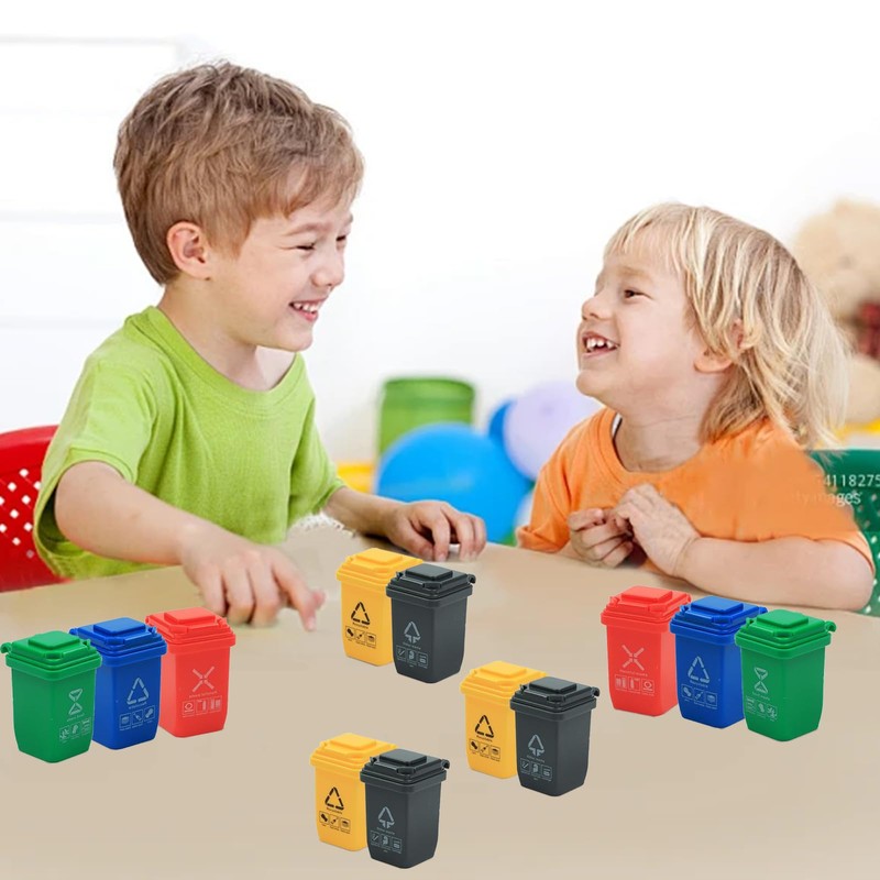 10 PCS Miniature Trash Can Set - Realistic Garbage Bin