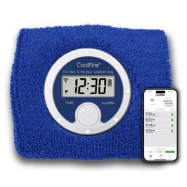 Coolfire Coolfire - Vibrating Alarm Clock Sweatband, Silent Wake Yourself Up Wristband Vibrating Alarm Watch for Couples, Students, Easy to Set on User-Friendly App, Hearing Impaired, USB Chargeable (Blue)