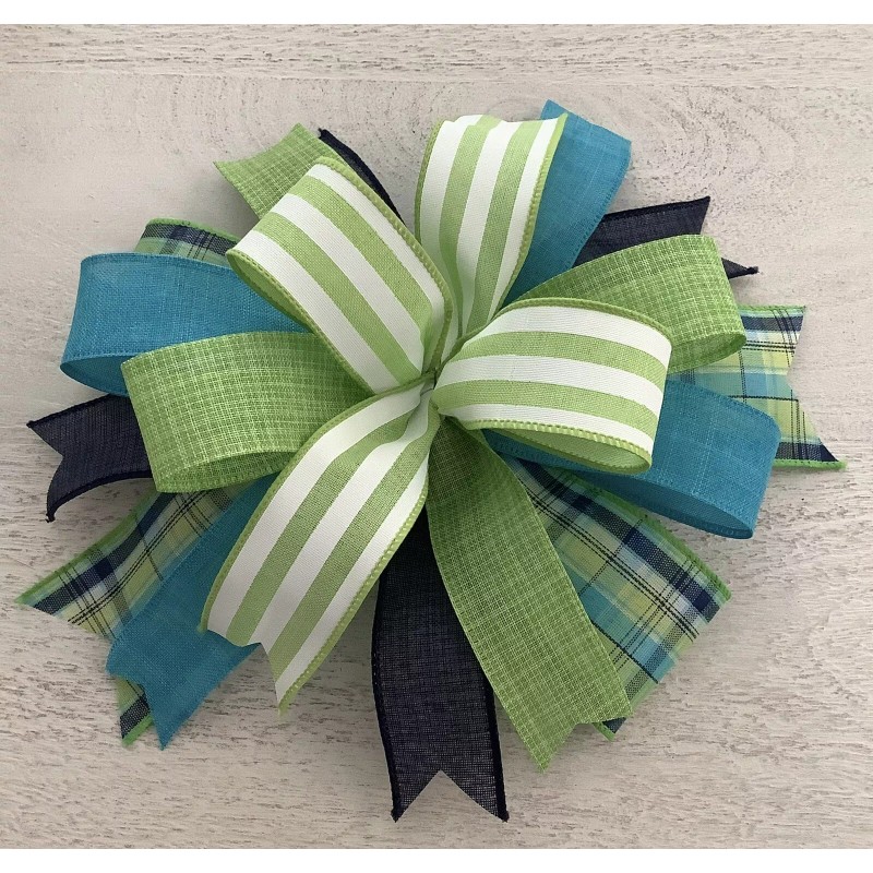 Handmade 10" Whimsical Summertime Wreath Bow, Lantern Bow - Handmade