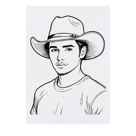 'Man In Cowboy Hat' Temporary Tattoo - Water Resistant, Skin-Safe, Non-Toxic Transfer (TO00074419)