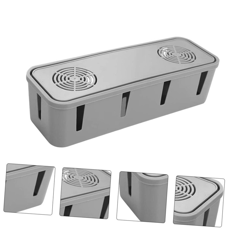 SHINEOFI Plug Receiving Box for Desktop Grey Cable Organizer Lid