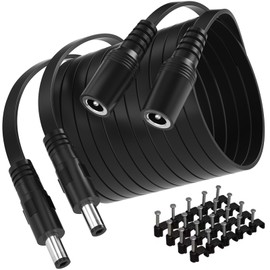 SIOCEN【2-Pack】 20ft Dc 12v Power Extension Cable,5.5mm x 2.1mm 12v Extension Cord Security Camera Cable Flat Male to Female for CCTV IP Indoor Camera Dvr Standalone LED Strip,Supply Adapter