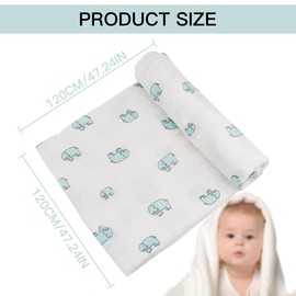 LNQ LUNIQI 47 Inches Kids Baby Wrap Muslin Swaddle Blankets Gauze Cotton Swaddling Blankets for Boys and Girls, Large Soft Breathable Receiving Blanket New Born for Baby (Elephant)