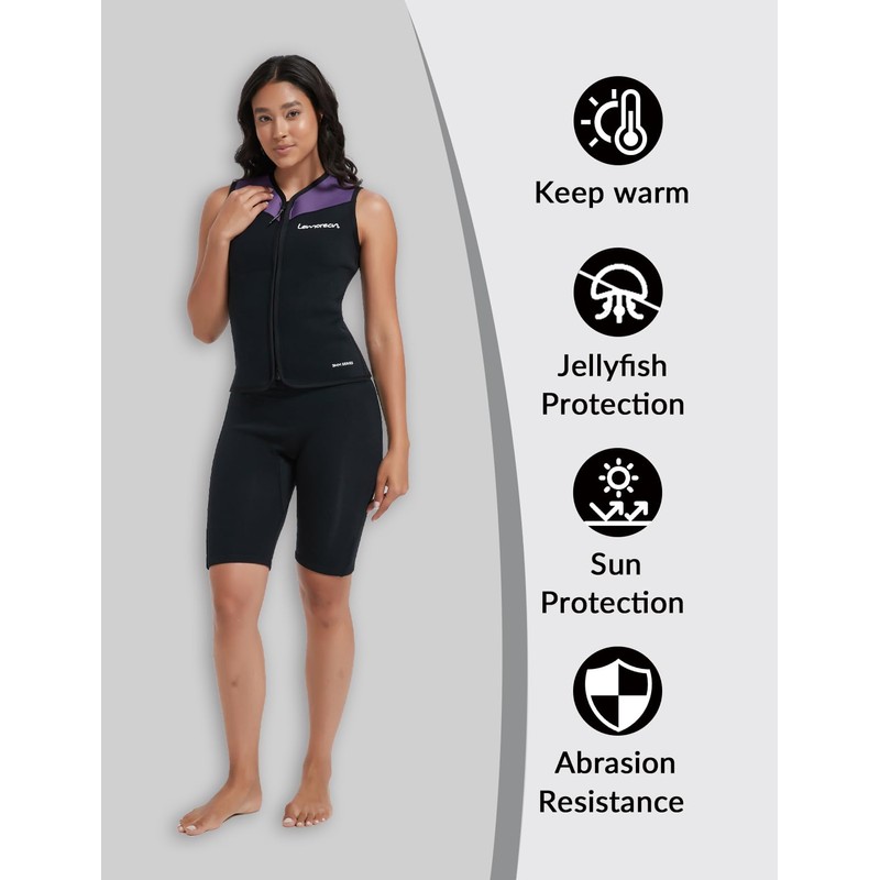 Lemorecn Wetsuit Top Women, 3mm Sleeveless Neoprene Wet Suit Tops