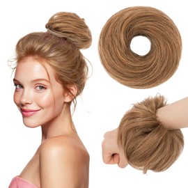 SEGOHAIR Messy Bun Hairpiece Human Hair Scrunchies Hairpieces for Women Hair Bun Extensions Ponytail Updos #6 Light Brown
