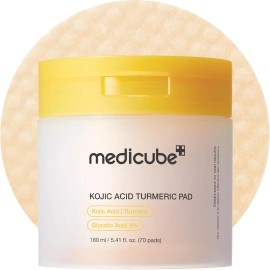 medicube Toner Pads Kojic Acid Turmeric Clarifying Toner Pad for Troubled Skin & Use After Spot Care, Soothing with Kojic Acidnet weight: 50 ml, color: Yellow