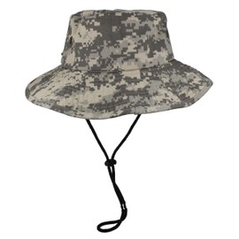 Gelante 100% Cotton Stone-Washed Adjustable Bucket Safari Boonie Sun Hats, Gray Digital Camo, Large-X-Large