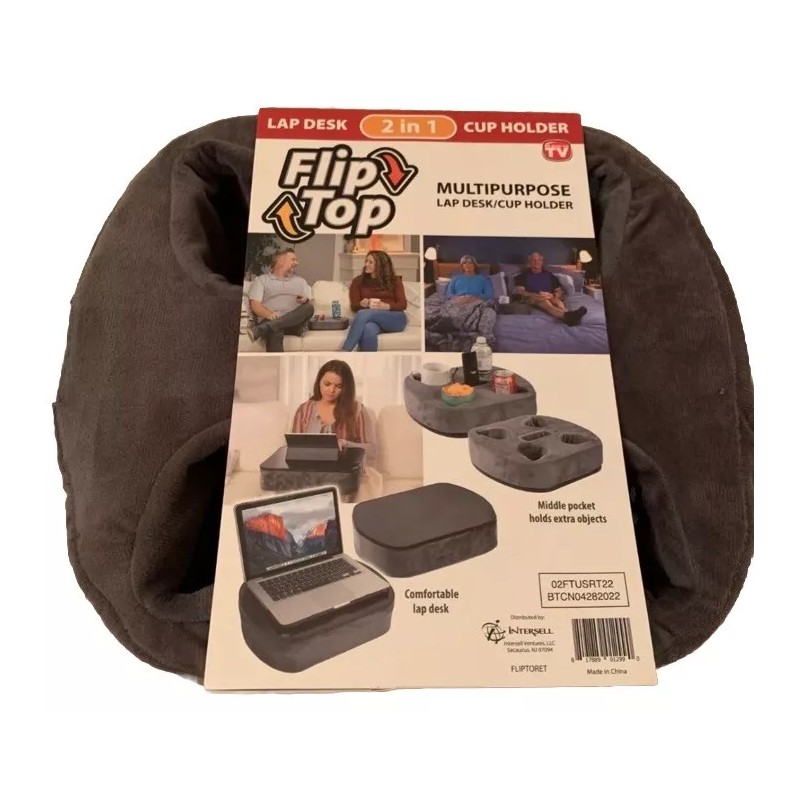 Intercell Flip Top Cup Holder & Lap Desk Holds Computer,