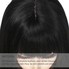 PARXITN Wig for Women 60 cm Long Straight Hair Wigs with Fringes Black Fashion Natural Looking Synthetic Hair Wig for Daily Party Wear