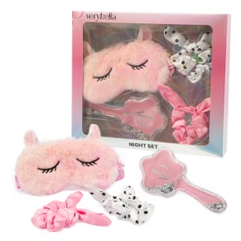 Very Bella Night Set – Kids’ Sleepover Kit with 1 Brush, 1 Night Mask & 2 Scrunchies – Perfect for Bedtime, Sleepovers & Relaxation – Ideal for Girls Aged 6+ – Comfortable & Fun Accessories
