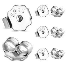 8PCS S925 Sterling Silver Earring Backs - Butterfly Earring Backs Replacements for Studs, Hypoallergenic Ear Rings Backs, Real Silver Pierced Earring Backings Secure for Posts - 5mm