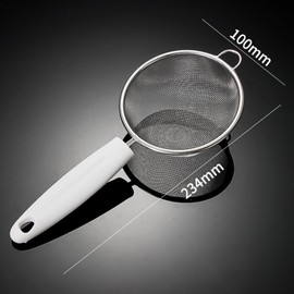 Topyond Fine Mesh Skimmer Spoon,Stainless Steel Food Strainer Grease Skimmer,Professional Skimmer Spoon with Handle,for Frying, Oil Filtering, and Skimming (Small)