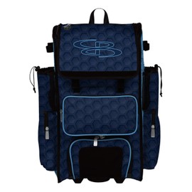 Boombah Rolling Superpack 2.0 3DHC Baseball/Softball Gear Bag - 23-1/2" x 13-1/2" x 9-1/2" - Navy/Columbia - Telescopic Handle - Holds 4 Bats - Wheeled Version