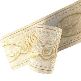 Yija 5 Meters Royal Peony 3D Self Adhesive Peel and Stick Waterproof Wall Border Easy to Apply 4 Inch by 16.5 Feet (Light Yellow)