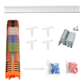 KV121 Terminal Block Kit, 600V 32A 24-12 AWG Compact Lever Wire Connectors, 12.6” DIN Rail Included, Quick Wiring Connection, DIN Rail Terminal Blocks Kit