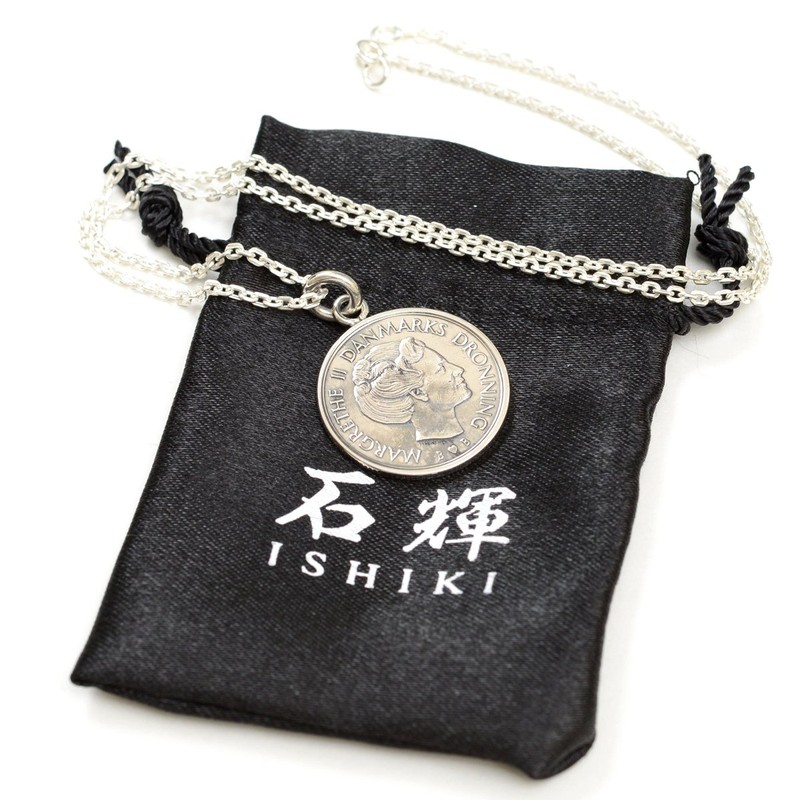 Shikui 656svn Danish 1 Krone Coin Necklace, No Gemstone