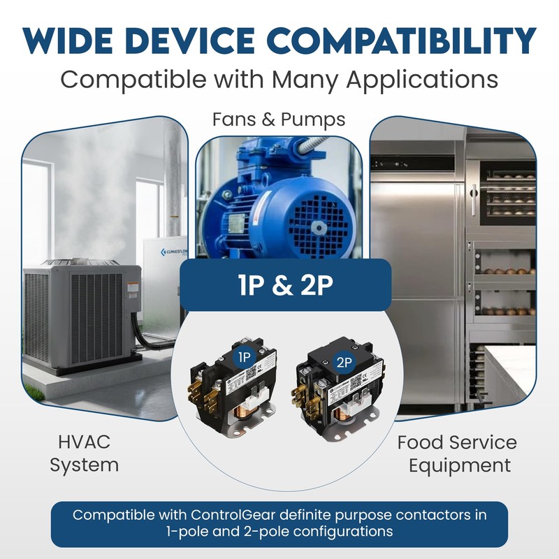 2 Pole Definite Purpose Contactor 24V Coil, 40 Amp Definite