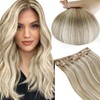 RUNATURE Real Hair Extensions, Clip-In Ash Brown with Platinum Blonde