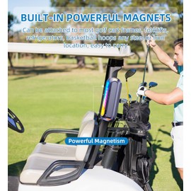 ABFOCE Golf Speaker Magnetic Bluetooth Speaker with 7 Colorful Flashing Lights 20W Super Bass 15H Playtime Portable Waterproof for Golf Cart,Golf Gifts,Outdoor, Home (Black)