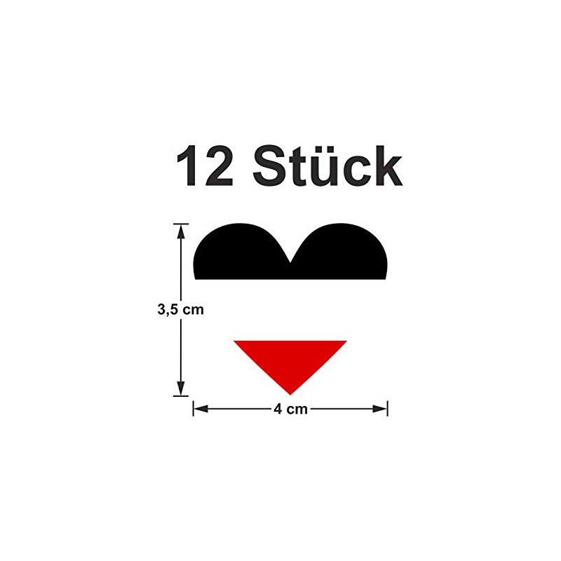 Generisch Pack of 12 Stickers German Empire Heart Weatherproof and