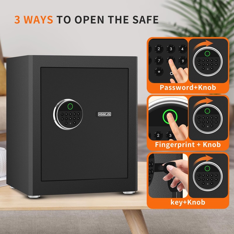 HSGCJS Biometric Fingerprint Safe Box with Digital Keypad, Security Safe