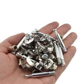 HAHIYO Furniture Connector Cam Lock Fittings Dowel Flat Back Fastener Table Side Knock Down with Pre-Inserted Bolt Nut Rock Solid Fit Hole Properly Good Grab for Drawer Dresser Cabinet, 40mm-11 Sets