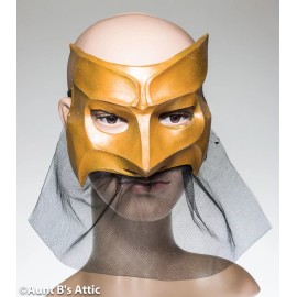Paper Magic Mardi Gras Mask Gold Latex Fox/Wolf Venetian Eye Mask With Black Netted Drape