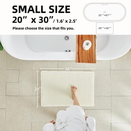 TYUU White Bathroom Rugs, Waffle Bath Mat Non Slip Washable Super Absorbent Quick Dry Boho Farmhouse Bathroom Decor, 30"x20" White