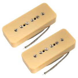 Musiclily Pro P90-MHA Alnico 5 High Output P90 Soapbar Single Coil Pickup Electric Guitar Neck Bridge Pickups Set, Cream