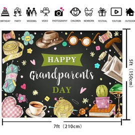 Happy Grandparents Day Photography Backdrop 7x5ft Love Grandparents Party Background Best Grandpa and Grandma Holiday Family Party Retirement Decorations Supplies