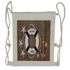 Lunarable Anchor Drawstring Backpack, Marine Objects on Wood Board, Sackpack