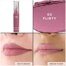 Italia Deluxe Pick 1 Mousse Matte Liquid Lipstick Comfortable Velvet Finish & Zipper Bag (190-03 : FLIRTY, Full Size)