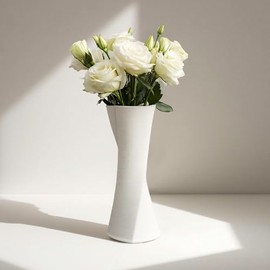BallarArt CO Ceramic Flower Vase - White Ceramic Vase for Home Decor, Modern Table Vase for Room Decor, 3D Printed with Anti-Slip Base