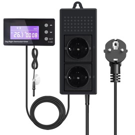 Luxvista 220 V Reptile Thermostat Terrarium Day Night with Heating or Cooling, Digital Timer Temperature Controller Socket with Sensor for Greenhouse, Aquarium, Terrarium, Reptiles, etc