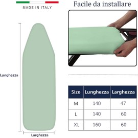 TUOLON Bügelbrettbezug Made in Italy 60 x 160 cm Universal für Dampfbügeleisen praktisch und weich Bügelbrettbezug mit Gummizug Abdeckung zufällige Farben