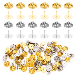 Yolev 50 Pairs of Pin Butterfly Coupling Tie Clips 10 mm Blank Pins Butterfly Clutch Badge Safety Pins Craft Badge Pins with Butterfly Clasp