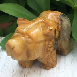 DHRWGEM 1.6" Natural Quartz Crystal Crazy Agate Hade Carved Bear Reiki Healing (Crazy Agate)