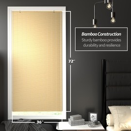 Red Lantern Bamboo Cordless Window Shade - Natural, 36" Wide
