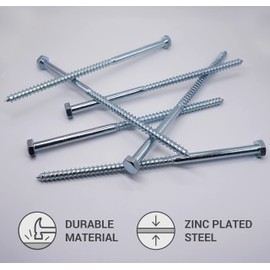 (Pack of 2) DIN 571 Zinc Plated Steel Hexagon Wood Screws M10 x 240mm, Hex Head Carriage Bolts (2, M10 x 240mm)