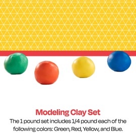 School Smart Modeling Clay for School and Home Use, Permanently Soft Design, 1 Pound, Assorted Primary Colors