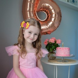 Birthday Hair Clips for Baby Girls - 2Pc Yellow Sprinkle Bow Hair Clips for 6th Birthday Glitter Ice Cream Baby Bow Party Decorations for Girls Toddlers Hair Accessories (Yellow-6 Years-Clips)