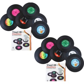 COOLKITALENT 12 Posavasos para Bebidas, Diseño Retro de Discos de CD, Vinilo Antideslizante, para Café, Té, Cerveza, Vino, Casa y Bar, Bebidas, Etc.