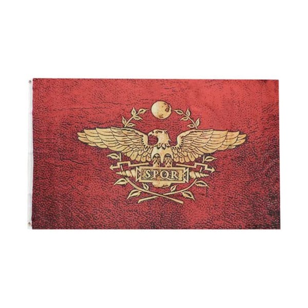Roman Empire SPQR Burgundy 100D Woven Poly Nylon 3x5 3'x5'