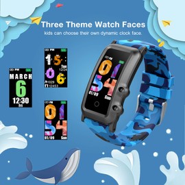 BIGCHINAMALL Kids Fitness Trackers, Boys Girls Activity Tracker Smartwatch Kid Watches With Heart Rate Monitor Digital Alarm Clock Best Kids Gift (Painted blue)